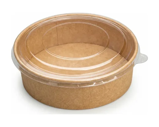 Saladier kraft avec couvercle PET 1100 ml