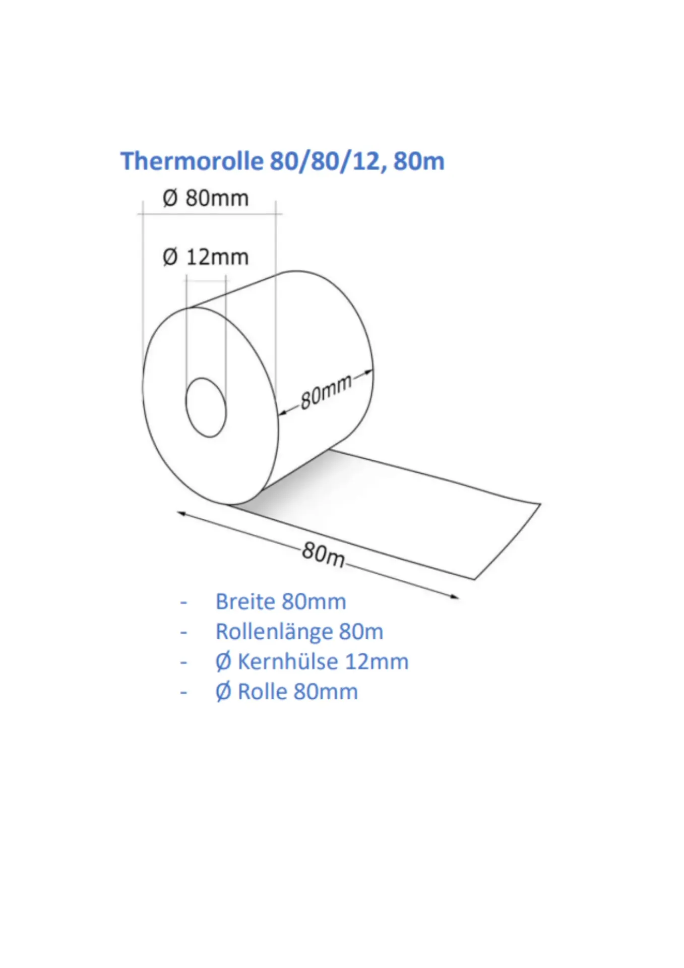 [30.0021] Bobine Thermique Caisse - 80x80mm 80m (Paquet de 5 Rouleaux)