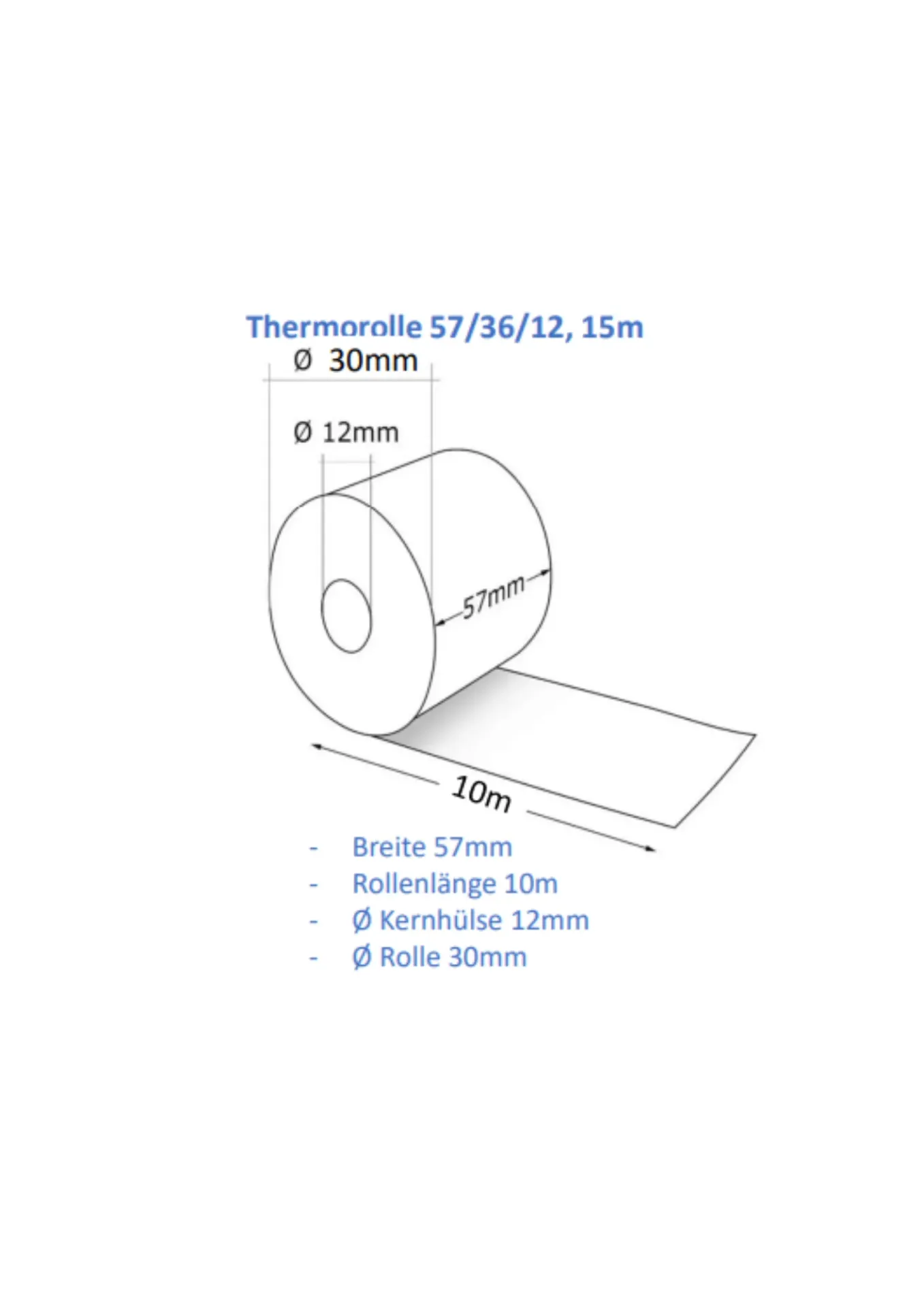 Bobine Thermique Caisse - 57x30mm 10m (Carton de 50 Rouleaux)