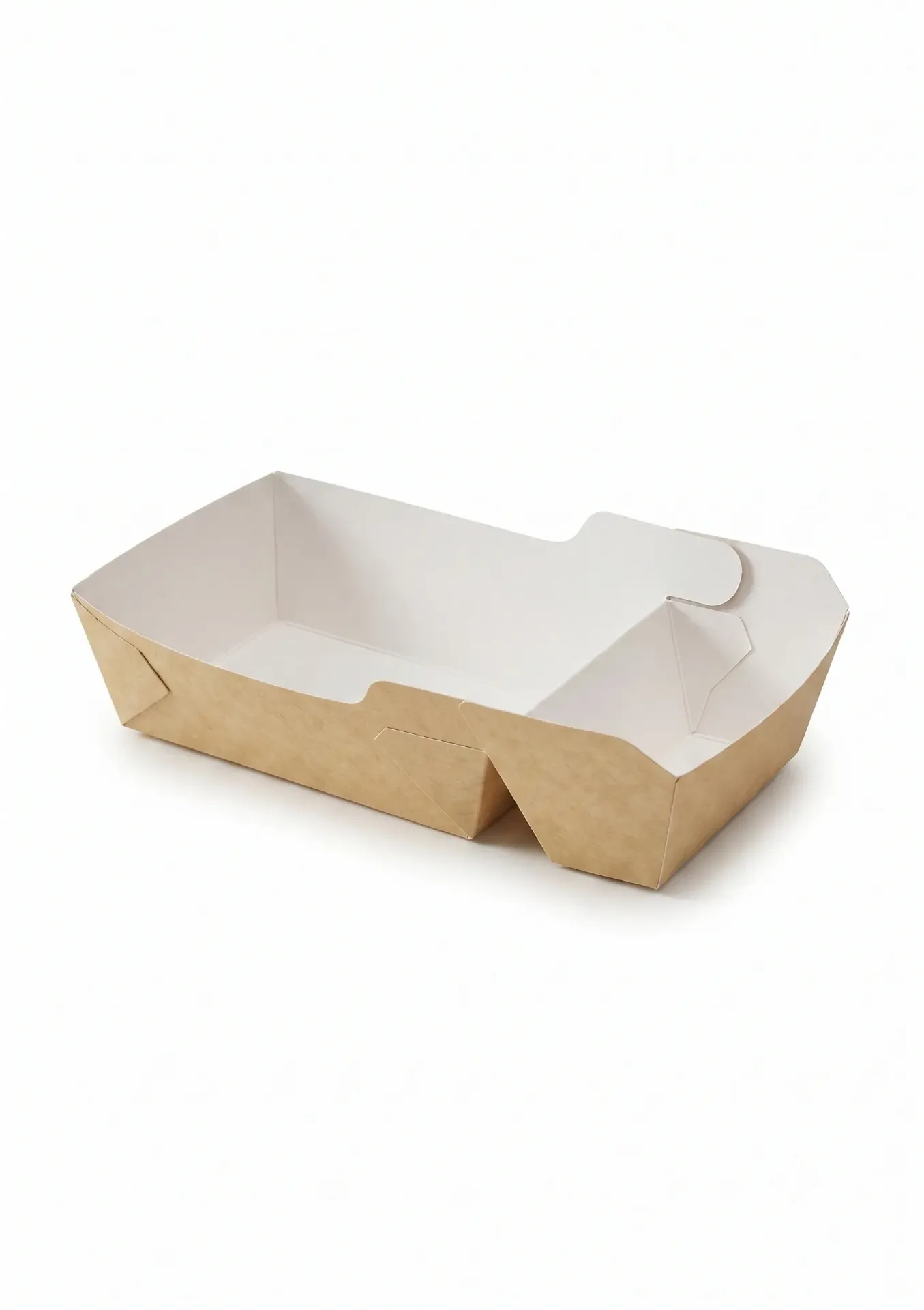 [50.0035] Barquette Kraft A20 (A14+1) 2 Compartiments - 16x8,5x3,5 cm (Carton de 500 pcs)