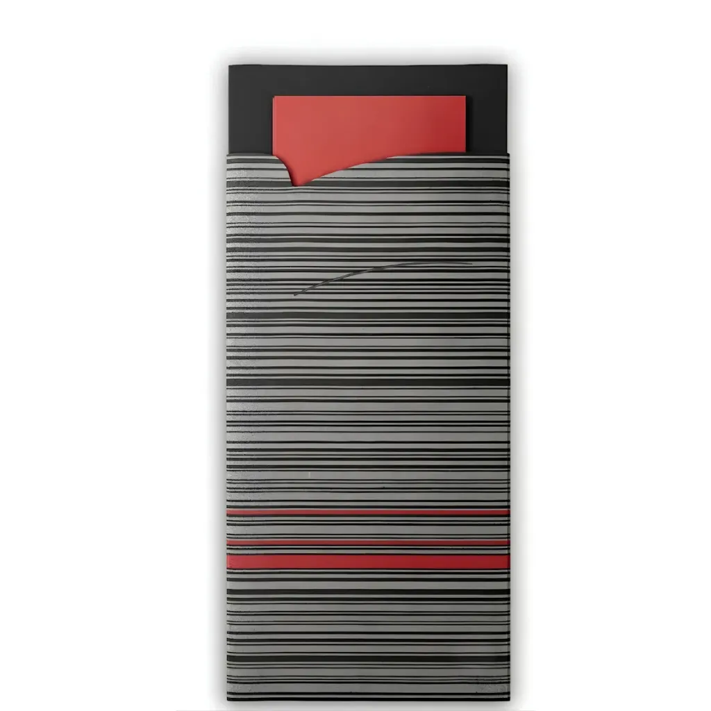 [30.0009] Pochettes à Couverts Noir/Rouge avec Serviette Rouge (Carton de 500 pcs)