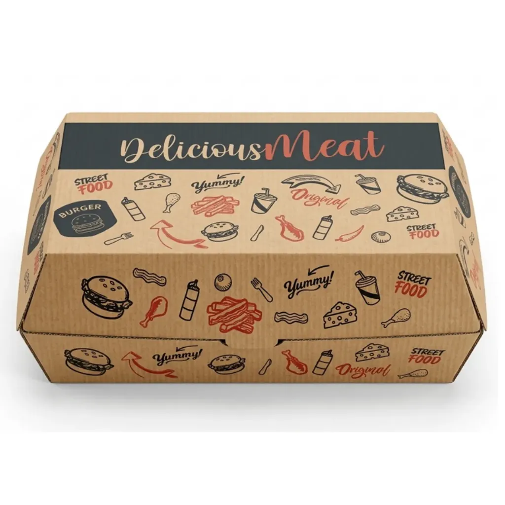 Boîte Hamburger IP-10 Long "Fresh & Tasty" (Carton de 200 pcs)