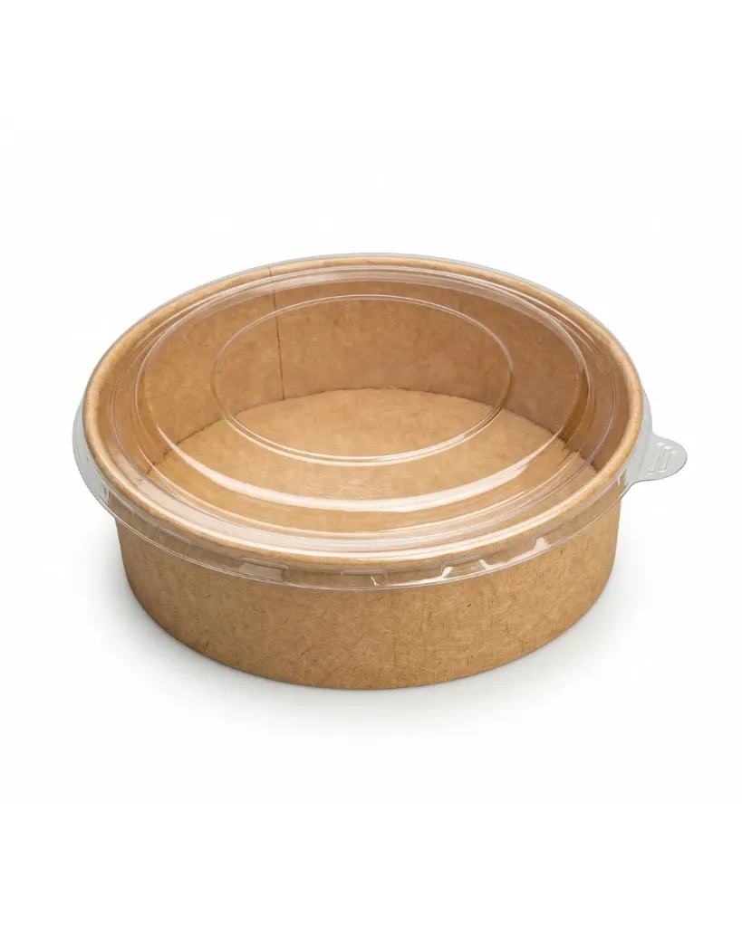 [40.0027] Saladier Kraft avec Couvercle PET - 1100 ml (Carton de 150 pcs)